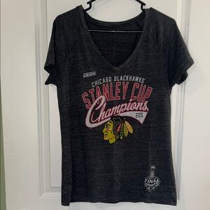 CCM Chicago Blackhawks Dark Heather Gray Stanley Cup Champions Tee